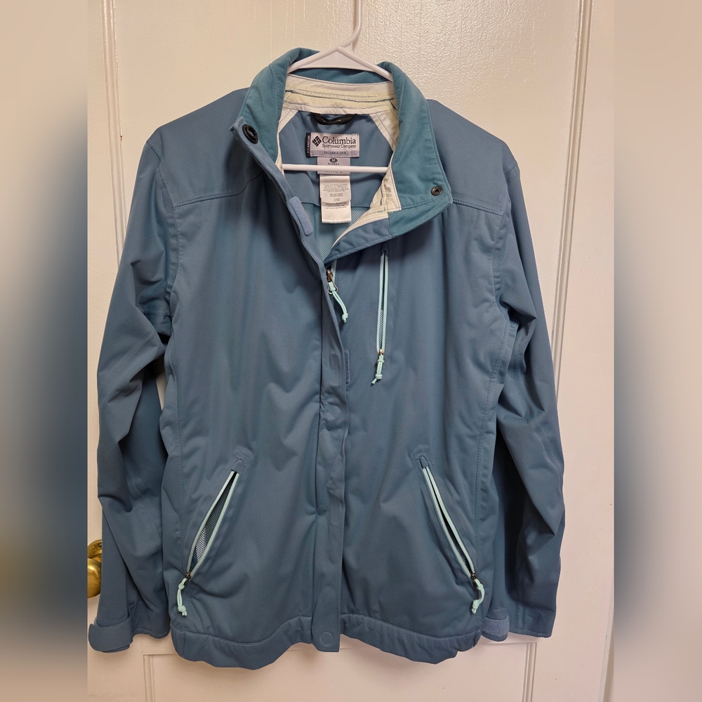 Columbia Blue Lightweight Shirt Jacket with Stand-Up Collar